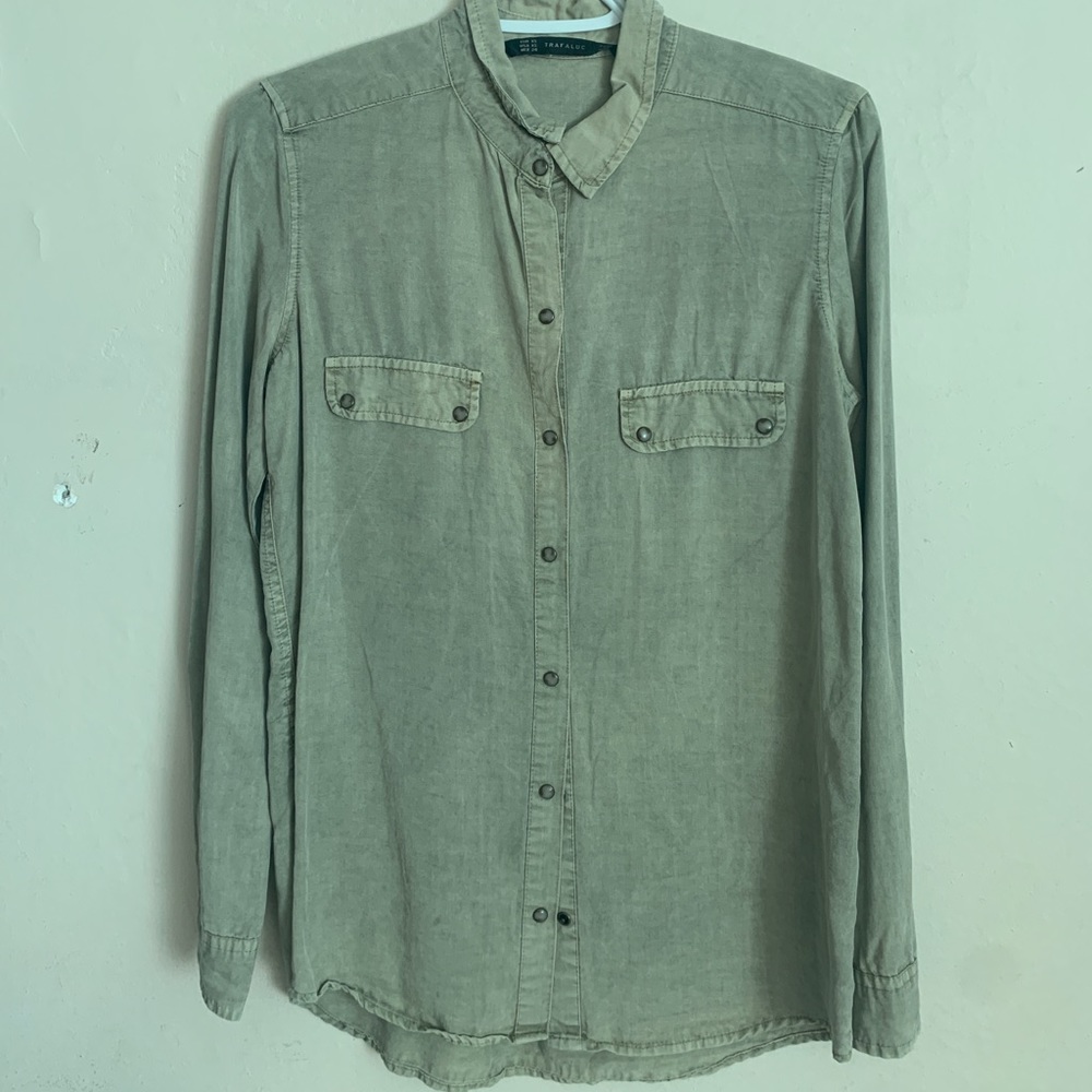 Zara Gray Button Down Shirt